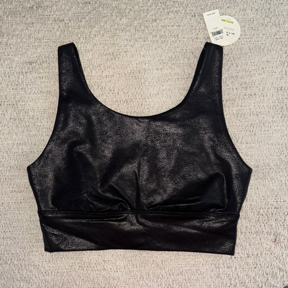 Aerie OFFLINE Shiny Black Sports Bra